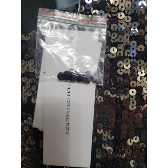 French Connection Sequin Ombre Mini Dress NWT Silver Black Cutout Waist Size 2 - Picture 5 of 10